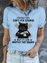 Women's Black Cat Even Duct Tape Can't Fix Stupid But It Can Muffle The Sound Casual Crew Neck T-Shirt