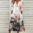 Loose Floral Notched Casual Dress With No