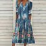 Loose Floral Notched Casual Dress With No