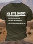 Womens Cotton My Five Mood Letters Crew Neck Casual T-Shirt