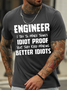 Men's Funny Engineer Cotton Crew Neck Casual T-Shirt