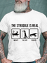 Men's The Struggle Is Real Cotton Crew Neck Casual Loose T-Shirt