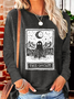 Women's The Ghost Halloween Casual Crew Neck Cotton-Blend Long Sleeve Shirt