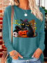 Women's Cat Halloween Cotton-Blend Casual Shirt