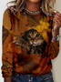 Women's Cat Maple Leaf Casual Shirt