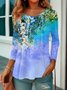 Crew Neck Casual Loose Floral T-Shirt