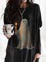 Pocket Stitching Crew Neck Casual Loose Dress With No Belt