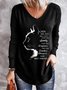 Plus Size V Neck Loose Casual Jersey T-Shirt