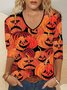 Loose Halloween Casual V Neck T-Shirt