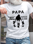 Men's Papa, Granddaughters Best Friend, Grandsons Best Partner In Crime Cotton Casual Crew Neck Text Letters T-Shirt