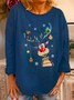 Women's Christmas Crew Neck Regular Fit Cotton-Blend Casual Sweatshirt
