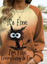 Loose Casual Text Letters Crew Neck Sweatshirt