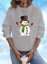 Christmas Snowman Casual Loose Crew Neck Sweatshirt