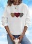 Crew Neck Casual Heart/Cordate Loose Sweatshirt