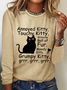 Funny Cat Casual Crew Neck Cotton-Blend Shirt