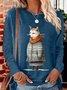 Women's Fox Winter Art Print Cotton-Blend Casual Shirt