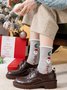 1pair Women Christmas Cartoon Santa Claus Elk Over the Calf Socks