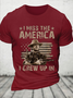 Cotton I Miss The America Casual Loose Text Letters T-Shirt