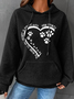 Women's Dog Lovers The Road To My Heart Is Paved With Paw Prints Cotton-Blend Simple Loose Hoodie