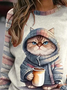 Plus size Casual Cat Loose Sweatshirt