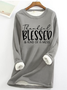 Women's Thankful Blessed & Kind of A Mess Print Fleece Sweatshirt