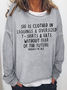 Funny Word Probably Me Cotton-Blend Casual Crew Neck Sweatshirt