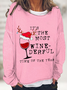 Women's Funny It‘s The Most Wine-Derful Time Of The Year Christmas Snowflake Casual Crew Neck Sweatshirt