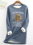 Women's 5 Five Mood Letters Owl Animal Cotton-Blend Casual Sweatshirt