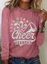 Cheer Grandma Cotton-Blend Text Letters Crew Neck Simple Long Sleeve Shirt