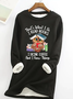 Women's Owl Coffe Book Funny Crew Neck Text Letters Simple Loose Fleece Sweatshirt