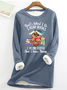 Women's Owl Coffe Book Funny Crew Neck Text Letters Simple Loose Fleece Sweatshirt