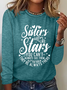 Funny Sisters Text Letters Casual Long Sleeve Shirt