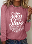Funny Sisters Text Letters Casual Long Sleeve Shirt