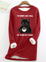 Funny Letter Sorry Did I Roll My Eyes Out Loud Cat Casual Crew Neck Long Sleeve Shirt