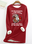 Womens Funny Lestter Owl I'm Multitasking Casual Cotton-Blend Fleece Sweatshirt
