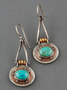 Ethnic Oval Turquoise Two-Tone Earrings
