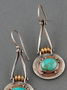 Ethnic Oval Turquoise Two-Tone Earrings