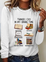 Women's Funny Book Lover Things I Do In My Spare Time Simple Crew Neck Text Letters Long Sleeve Shirt