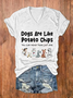 Women's Dogs Are Like Potato Chips You Can Never Have Just One Print V Neck Vintage Dog T-Shirt
