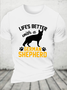 Cotton German Shepherd Casual Text Letters T-Shirt