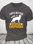 Cotton German Shepherd Casual Text Letters T-Shirt