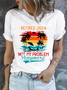 Cotton Retro Retirement 2024 Not My Problem Anymore Print Casual T-Shirt