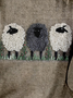 Women's Cute Sheep Pattern Print Crew Neck Animal Casual Long Sleeve Shirt