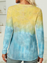 Crew Neck Casual Regular Fit Ombre Long Sleeve Shirt