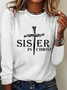 Women's Sisters In Christ Print Simple Text Letters Cotton-Blend Long Sleeve Shirt