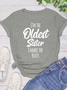 Women's Funny Words Sister Funny Casual T-shirt