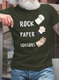 Cotton Rock Paper Scissors Cat Loose Crew Neck Casual T-Shirt