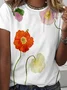 Regular Fit Simple Crew Neck Floral T-Shirt