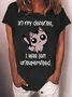 Women's Funny Cat Crew Neck Casual Text Letters Loose T-Shirt