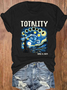 Retro Starry Night & Totality Solar Eclipse Of April 8, 2024 Print T-Shirt